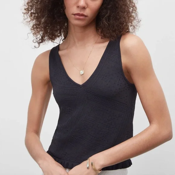 Ruffle Hem Tank - Brand New - NEVER WORN - Black - Picture 3 of 10